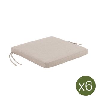 ED&Egrave;N JARD&Iacute; Pack de 6 cojines de sillas de jard&iacute;n olefin marr&oacute;n tostado 44x44 cm