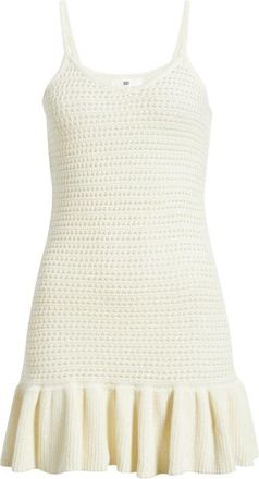 BP. Semisheer Flounce Hem Stretch Linen Blend Cover-Up Minidress in Ivory Dove at Nordstrom, Size Xx-Small