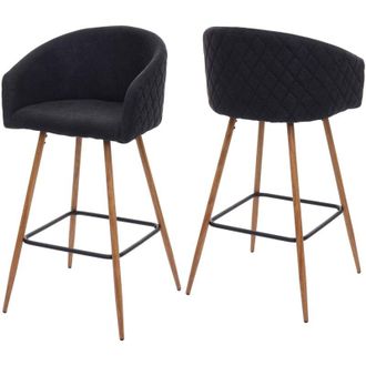 Hhg Non utilizzato] Coppia sgabelli eleganti con poggiapiedi HHG 201 metallo tessuto antracite