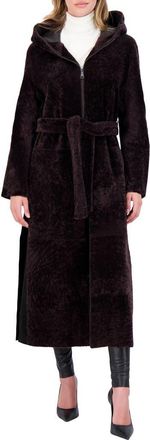 Gorski Reversible Textured Genuine Shearling Coat in Brown/brown at Nordstrom, Size X-Small