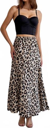 Choklate Paris Valentine Print Satin Skirt In Beige Leopard