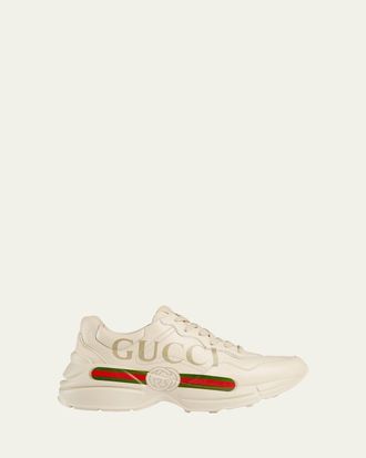Gucci Rhyton Gucci Print Leather Trainer