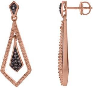 LuvMyJewelry Velmora Sterling Silver 0.10 Ct Diamond Dangle Earrings in Pink Rhodium Sterling Silver at Nordstrom