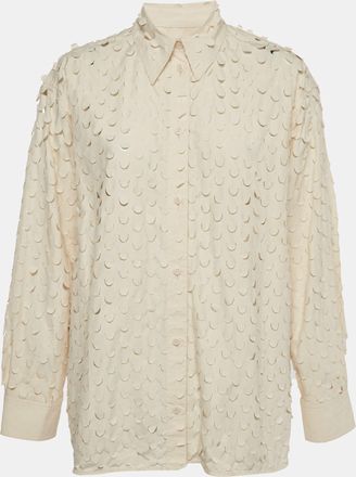 Nanushka Cream Cotton Cut-Out Oversized Shirt