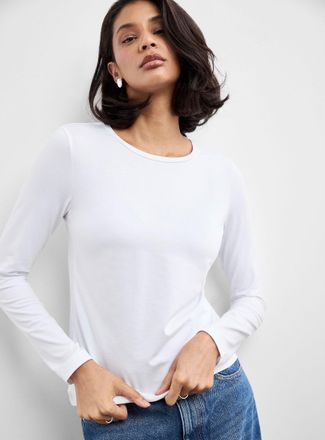 Contemporaine Womens Long-sleeve Supima cotton T-shirt