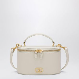 Valentino Garavani Vlogo Signature Mini Vanity Bag in ivory grained calfskin