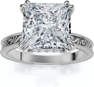 Pompeii3 Certified 2 1/2Ct Princess Cut Louve Diamond Engagement Ring 14k Gold Lab Grown