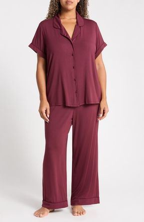 Nordstrom Moonlight Eco Crop Pajamas in Burgundy Royale at Nordstrom, Size 1X
