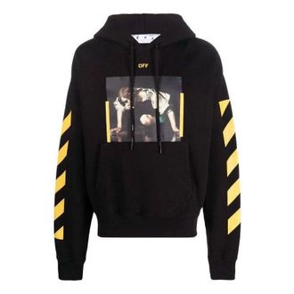 Off-white Caravaggio Print Hoodie Black Yellow OMBB037C99FLE0111018