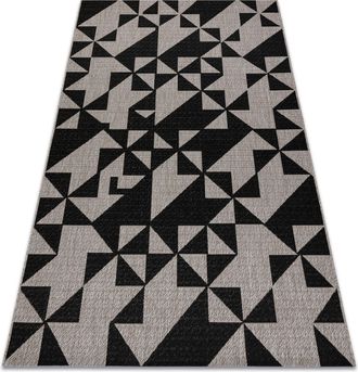 RugsX Rugsx - Alfombra De Cuerda Sisal Floorlux 20489 Plateado/negro Tri&aacute;ngulos Grey 240x330 Cm