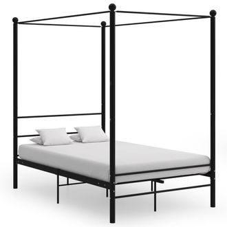 vidaXL Letto A Baldacchino Nero In Metallo 120x200 Cm - Vidaxl