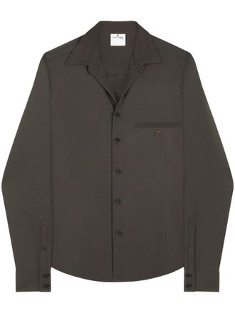 Courr&egrave;ges one pocket twill shirt - unisex - Polyester/Cupro - 48 - Brown