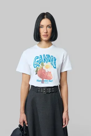 Ganni Basic Cotton Jersey Strawberry