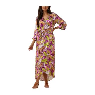 Colourful rebel Kleedjes, Dames, Veelkleurig, S, Bohemian Bloemen Wrap Maxi Jurk