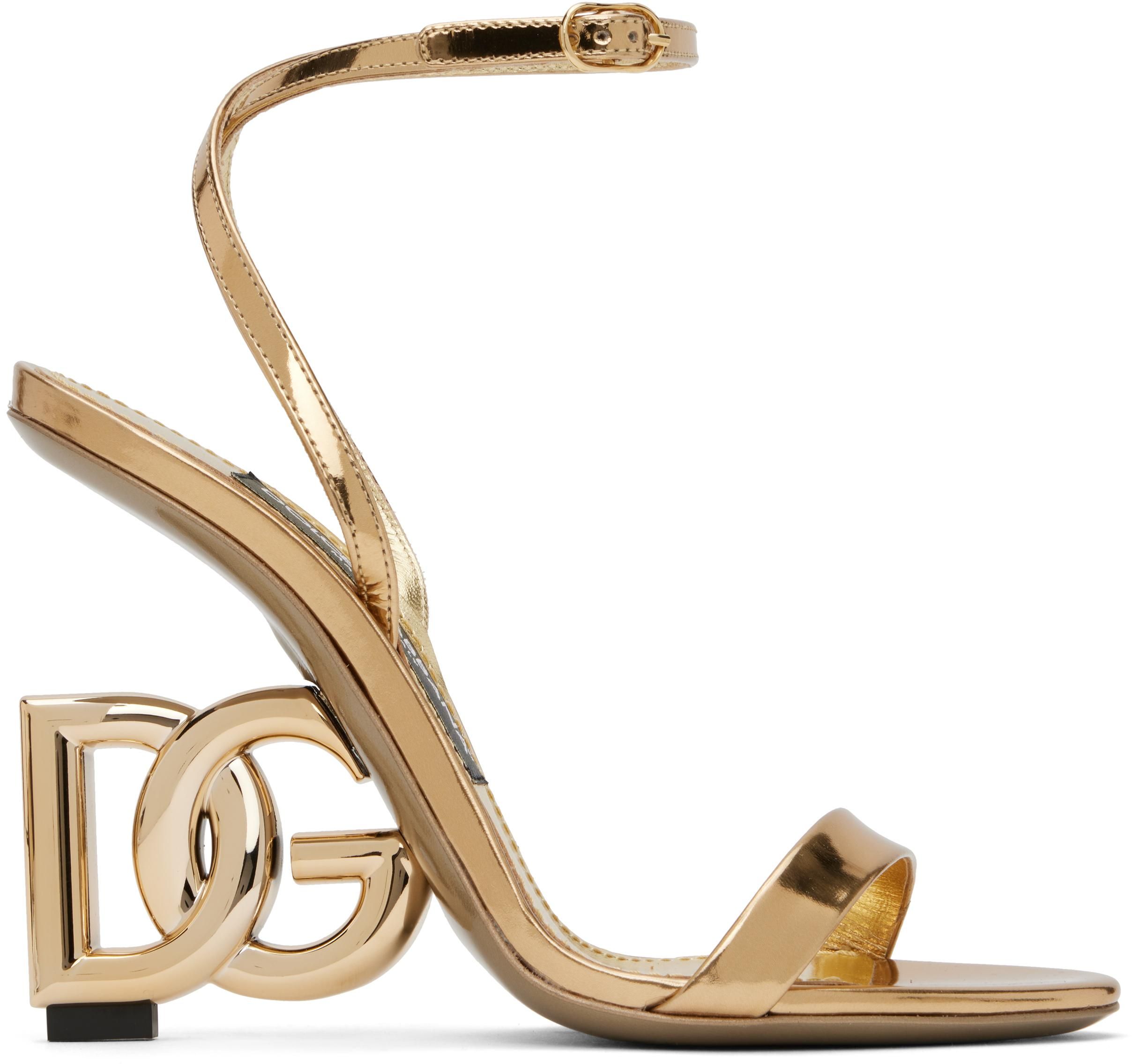 シューズ・サンダルその他 DOLCE & GABBANA Woman Heeled sandals Gold CR1339AY828 89869 Mirrored-effect calfskin sandals in Gold for Women