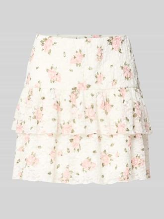 Only Ausgestellter Mini-Rock mit Allover-Muster Modell SAGA in Offwhite, Gr&ouml;&szlig;e XL