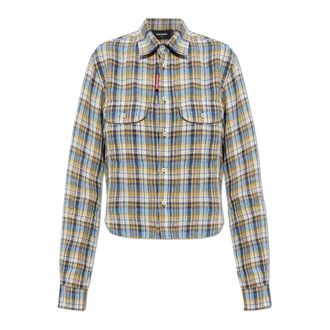 Dsquared2 Shirts, female, Multicolor, Size: 2XS Linen Checked Shirt