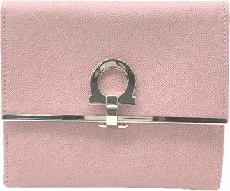 Ferragamo Gancini Pink Leather Wallet (Bi-Fold) (Pre-Owned)