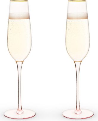 Twine Rose Crystal Champagne Flutes Set of 2 in Pink at Nordstrom