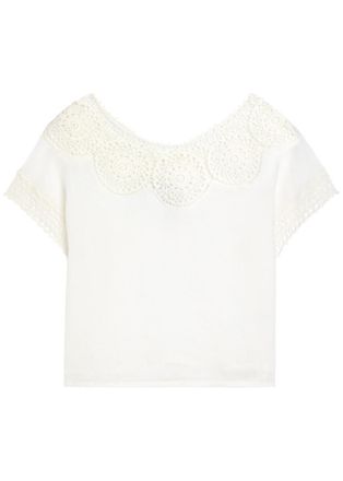 Nili Lotan Caila Embroidered Ramie top - Off White - XL (UK16 / XL)