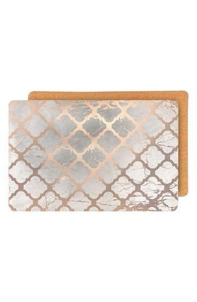 Dainty Home Marble Print Set of 4 Placemats in Rose Gold at Nordstrom Rack