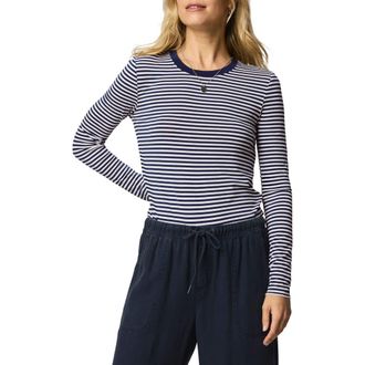 Splendid Stripe Long Sleeve Tee in Navy/white at Nordstrom, Size X-Small