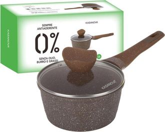 KASANOVA Casseruola 18 cm antiaderente 0 grassi con coperchio marrone Cottura