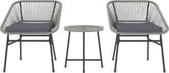 OUTSUNNY Rattan Bistro Set - Small Balcony Furniture with Cushion - Light Grey - Light Grey | TJ Hughes