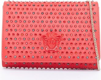 Versace Red Crystal Palazzo Medusa Embellished Crossbody Bag