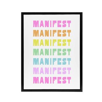 Artery8 Manifest Manifest Manifest Colourful Modern Black Framed Canvas Art | Size: W24 x H32
