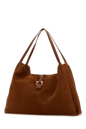 Ferragamo Womens Caramel Suede Shopping Bag Naturalerst Borse A Mano