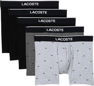 Lacoste 5-pack Boxer Briefs Mens Underwear Black/Grey Chine : XXL (EUR 8), Cotton/Elastane