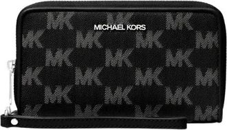 Michael Kors Jet Set Travel Large Flat Multi-Function Phone Case - Dames - Clutches - Zwart - ONE Size - Katoen - Tassen