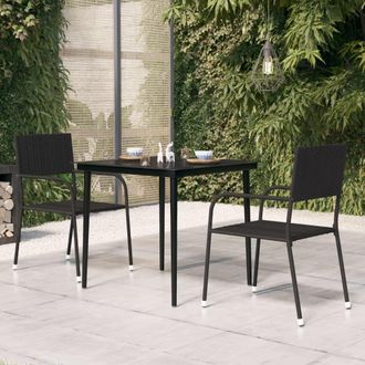 Berkfield Home Garden Dining Table Black 80x80x74 cm Steel & Glass | Size: 80 x 80 x 74 cm