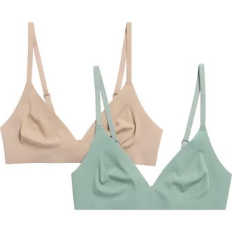 Honeydew Intimates Cool Luxe Assorted 2-Pack Wireless Bras in Beige/Green at Nordstrom Rack, Size Large/x-Large