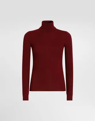 Dolce & Gabbana Ribbed Cashmere Turtleneck Pullover - Woman Sweaters And Cardigans Burgundy 36
