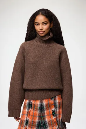 Ganni Brown Turtleneck in Double Knit