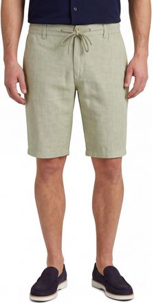 Brax Brax shorts groen gem&ecirc;leerd katoen linnen