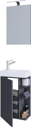 ebuy24 Ebuy24 - Set Vcm De 3 Piezas Lavadero Para Invitados Wc Ba&ntilde;o De Invitados Wc Lavabo Con Espejo Muebles De Ba&ntilde;o Juego De Ba&ntilde;o - Lumia (antracita)