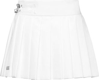 Philipp Plein Pleated Mini Skirt Skull - Dames - Korte rokken - Wit - XL - Katoen - Rokken