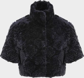 Gorski Rose Printed Select Lamb Shearling Bolero Jacket