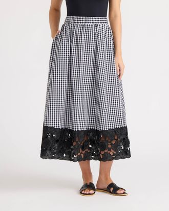 Ellen Tracy Womens Pull-On Maxi Skirt with 3D Lace Hem