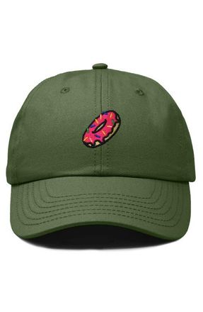 Dalix Donut Embroidered Adjustable Cap in Olive at Nordstrom