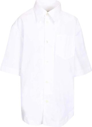 Ami Kort Mouw Wijd Shirt - Heren - Korte mouwen Overhemden - Wit - XS - Katoen - Overhemden