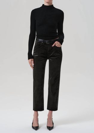 Citizens Of Humanity Womens Velvet Delfina Pant In Olive Leaf