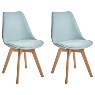 Beliani Conjunto De 2 Sillas De Comedor De Poli&eacute;ster Verde Claro Madera Clara Dakota Ii