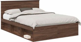 vidaXL Estructura De Cama Con Cabecera Roble Marr&oacute;n 140 X 200 Cm Vidaxl