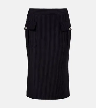 Alexander McQueen Chalk stripe wool and mohair pencil skirt