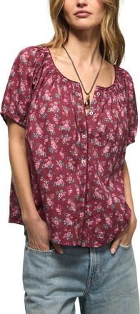 Lucky Brand Flowy Raglan Sleeve Top in Berry Floral at Nordstrom, Size X-Small