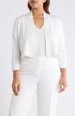 Kasper Kissing Front Crop Shrug in Lily White at Nordstrom, Size 1 X